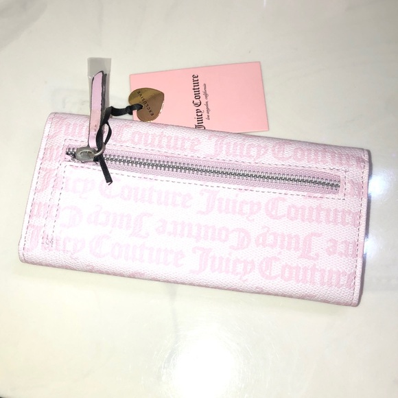 Juicy Couture Chiffon Pink Her Majesty Single Gusset Flap Clutch Wallet NWT - Picture 7 of 16
